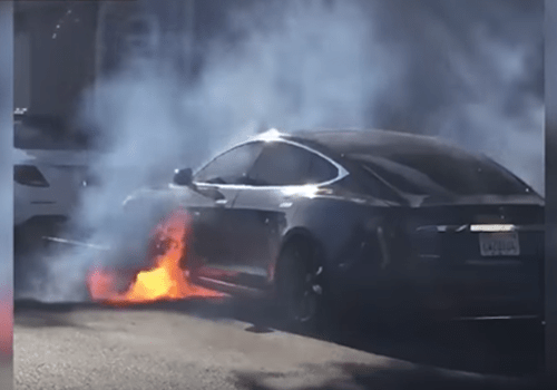 Tesla goes up in flames in video captured by actor Mary McCormack